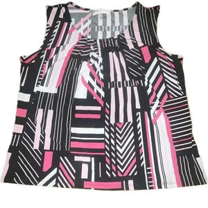Evan picone large sleeveless pink and black geometric Barbie